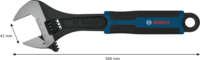 Bosch justerbar nøgle 300 mm med 42 mm kæbeåbning.