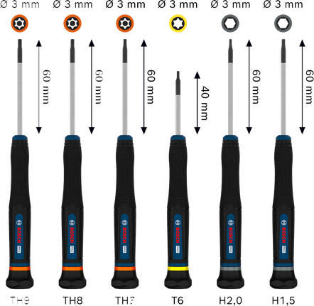 Bosch PRO præcisionsskruetrækkersæt TX/TH/H, 6 dele.