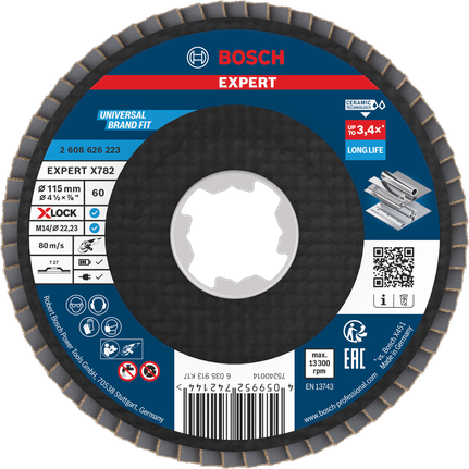 Bosch EXPERT X782 lamelskive 115 mm G60 X-LOCK til metal.