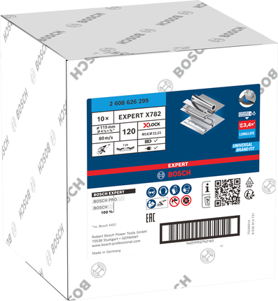 Bosch EXPERT X782 lamelskive, vinklet 115 mm, kornstørrelse 120.