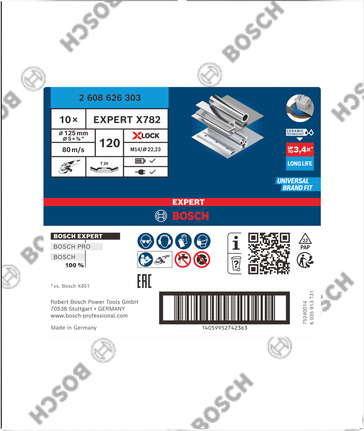 Bosch EXPERT X782 Lamskive X-Lock 125 mm G120.