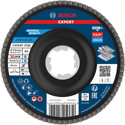 Bosch EXPERT X782 lamelskive 115 mm G80 med X-LOCK.