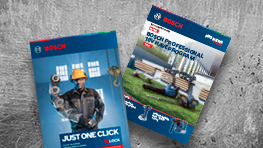 To bøger fra Bosch Professional ligger på en grå baggrund.
