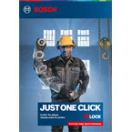 En mand i arbejdstøj med en gul hjelm holder et Bosch værktøj.