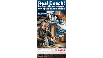 En mand arbejder med en Bosch Professional fræser i et træværksted.
