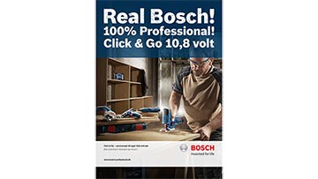 En mand arbejder med Bosch Professional værktøj på et træbord.