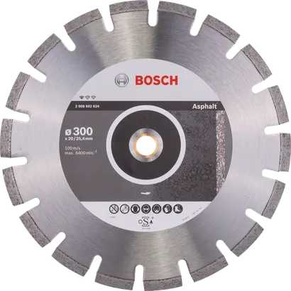 قرص قطع الماس القياسي للإسفلت من Bosch مقاس 300 مم.