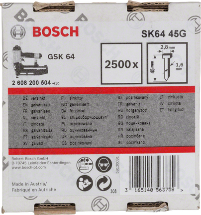 مسامير Bosch SK64 45G النهائية 45 مم 2500×.