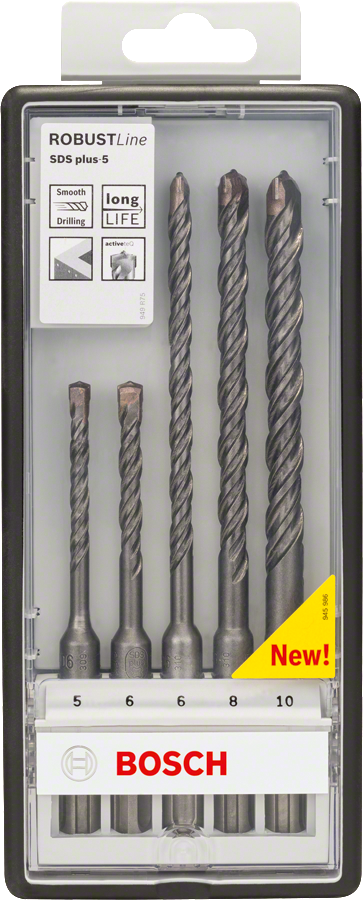 مجموعة رؤوس مثقاب مطرقي من Bosch مكونة من 5 قطع من سلسلة Robust Line SDS plus-5.