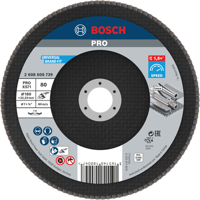 قرص الصنفرة Bosch PRO X571 مقاس 180 مم G80 لطحن المعادن.