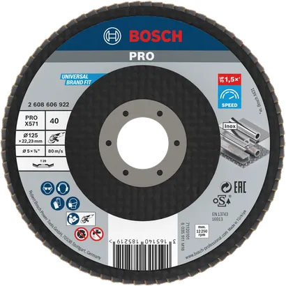 قرص الصنفرة Bosch PRO X571 بزاوية 125 مم وحبيبات 40.