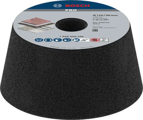 عجلة Bosch PRO Stone المخروطية ذات الكوب، بحجم 30 لطحن الحجر.