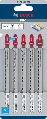 شفرات بانوراما Bosch PRO Plastics PVC T302H مقاس 132 مم 5 قطع.