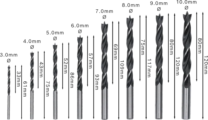 مجموعة مثقاب Bosch برو وود براد بوينت، 8 قطع بأحجام متنوعة.
