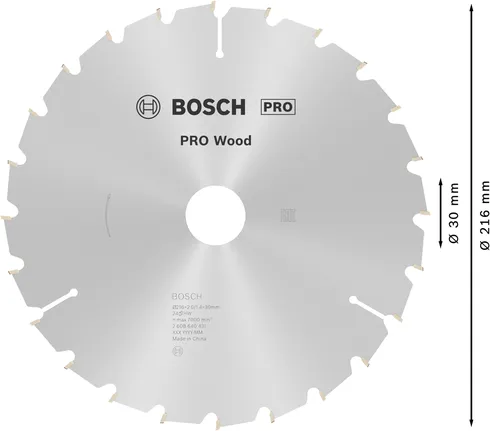 شفرة المنشار الدائري Bosch PRO Wood مقاس 216 مم T24.