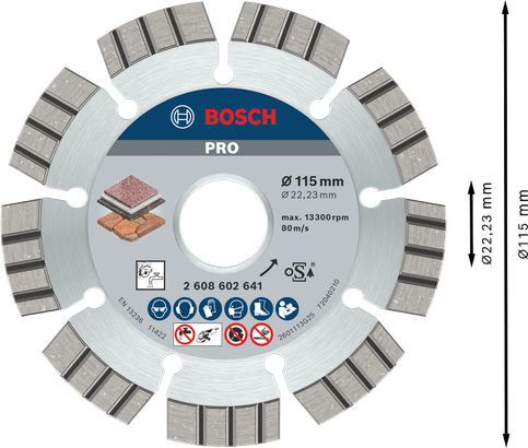 قرص الماس Bosch PRO Stone مقاس 115 ملم لقطع الحجر.