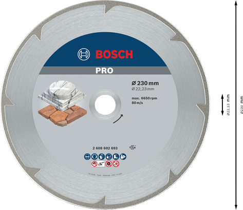قرص Bosch PRO الماسي للرخام مقاس 230 مم لقطع الحجر.