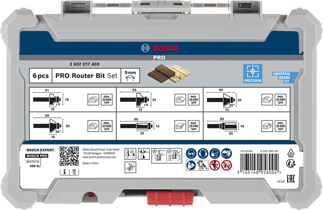 مجموعة رؤوس التوجيه Bosch PRO لتقليم الحواف وقصها 8 مم 6 قطع.