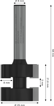 بت توصيل اللسان لجهاز التوجيه Bosch PRO بقطر 8 مم.