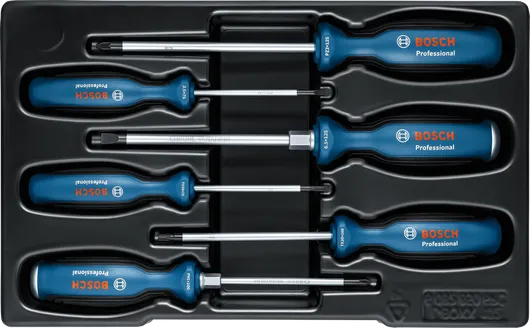 مجموعة مفكات براغي Bosch SL/PH/PZ/TX مكونة من 6 قطع بمقابض متعددة المكونات.