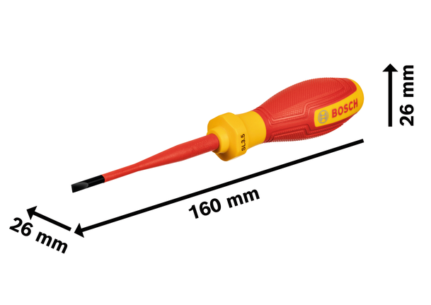 مفك براغي معزول من Bosch VDE SL3.5x75، طوله 160 مم.