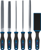 مجموعة مبارد Bosch 5 قطع بالإضافة إلى فرشاة مبارد احترافية بمقابض متعددة المكونات.