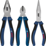 طقم كماشة Bosch مكون من 3 قطع بمقابض متعددة الأجزاء.