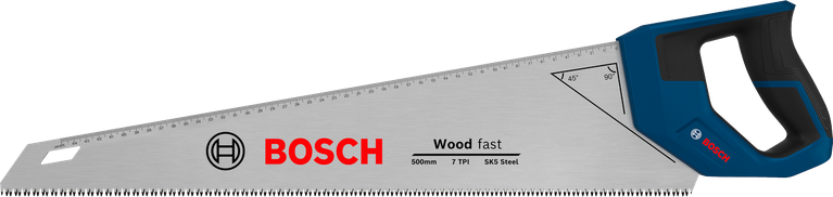 منشار يدوي من Bosch 550 مم 7 أسنان لكل بوصة لقطع الخشب.