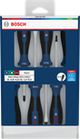 طقم مفكات براغي من Bosch مكون من 6 قطع بسيقان من الكروم والفاناديوم.