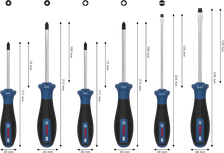 مجموعة مفكات براغي Bosch برو PH/PZ/SL، 6 قطع بمقابض مرمزة بالألوان.