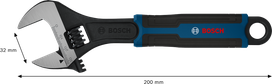 مفتاح ربط قابل للتعديل من Bosch بطول 200 مم وفتحة فك 32 مم.