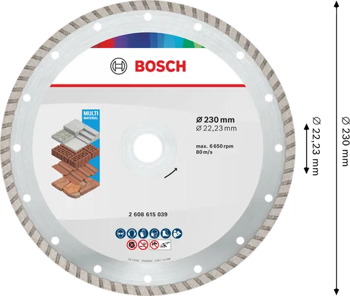 قرص قطع الماس التوربيني متعدد المواد من Bosch 230 مم.