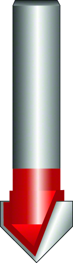 Bosch V-grooving bit for precise wood cutting.