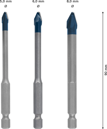 Bosch EXPERT Hard Ceramic HEX-9 drill bit set, 3 pieces.