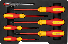 Bosch VDE screwdriver set SL/PH 7 pieces for electrical work.