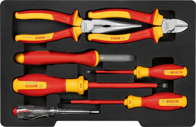Bosch VDE hand tools set 7 pcs for electrical work.