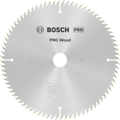 Bosch PRO Wood circular saw blade 254mm T80 for fine cuts.