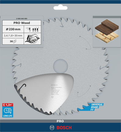 Bosch PRO Wood circular saw blade 230×2.4×30 mm T30.