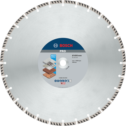 Bosch PRO Multi Material Diamond Disc, 400 mm for multi-surface cutting.