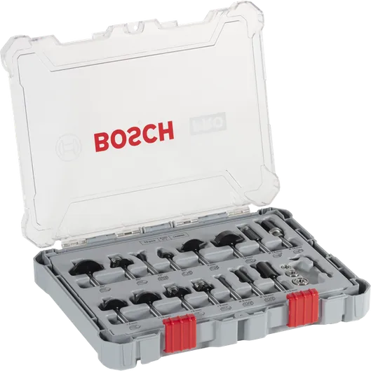 Bosch PRO Router Bit Mixed Set 15 pcs in storage case.