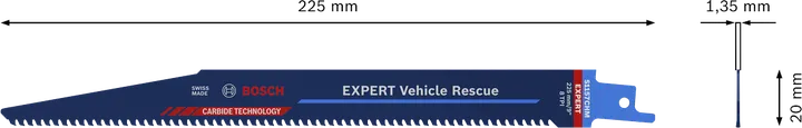 Bosch EXPERT Vehicle Rescue S 1157 CHM saw blade, 225 mm length.