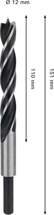 Bosch PRO Wood Brad Point Drill Bit 12x110x151 mm.