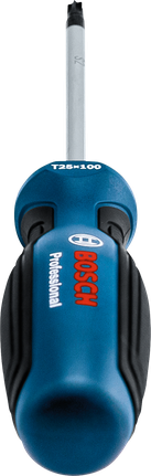 Blue and black screwdriver with a Torx T25 tip and ergonomic handle.