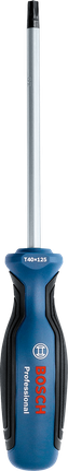 Torx screwdriver with a blue and black ergonomic handle.
