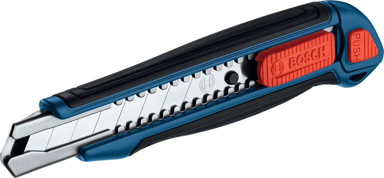 Bosch 18 mm snap-off cutter knife with ergonomic grip.