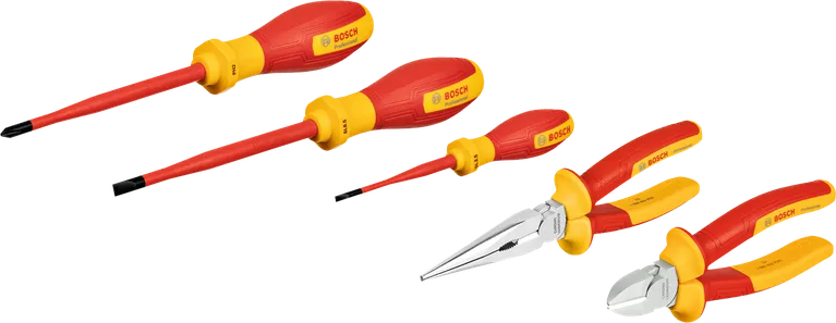 Bosch VDE Hand Tools Mixed Set 5 pcs for electrical work.