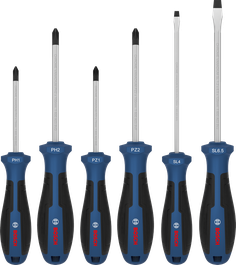 Bosch screwdriver set PH/PZ/SL, chrome vanadium shafts.