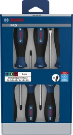 Bosch PRO Screwdriver Set PH/PZ/SL 6 pcs with S2 shafts.