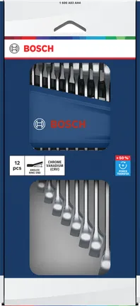 Bosch combination wrench set 12 pcs, 6-19 mm, +50% torque.