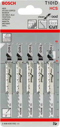 Lames de scie sauteuse Bosch T 101 D pour bois.